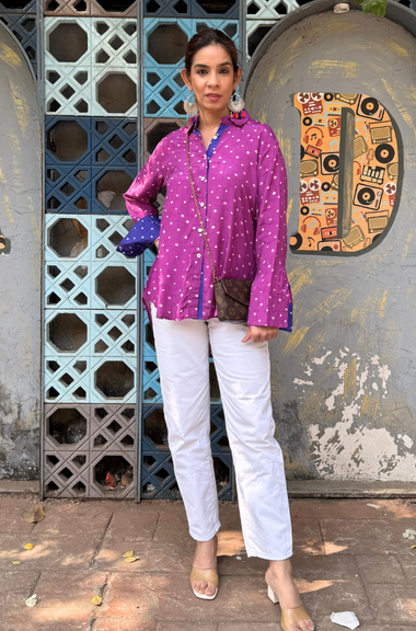 MAERI-Purple  Bandhani shirt