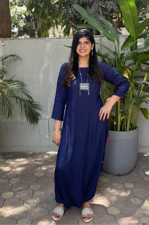 Navy Blue  Solid Dhoti Jumpsuit
