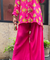 Festive Fuchsia  Pink Ikat Printed Short Kurta With Cowl Pant(Pre-order)