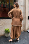 Mizaaj-Mocha Tunic style Top  with Dhoti Skirt Set(PRE-0RDER)