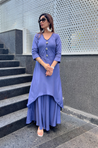 Periwinkle Blue Solid Two Layered Gown
