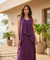 Rozana - Wine Cotton Gown with Asymmetrical Jacket