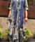 Rozana-Blue Cotton Elegant Fusion Drape Dress