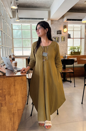 REZAAR-Olive Green  Cowl Dress