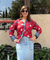 Jazba-Red Polka Bloom Printed  shirt