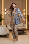 Asymmetric  striped Grey cord set