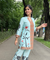 SEHAJ-Sky Blue Floral Printed Two Piece Set