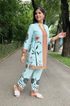 SEHAJ-Sky Blue Floral Printed Two Piece Set