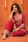 Festive Elegant Karwa Chauth Red Ethnic Farshi Salwar Set