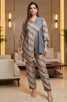 Asymmetric  striped Grey cord set