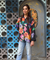MAERI-Black Multicolor floral Printed Shirt