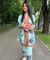 SEHAJ-Sky Blue Floral Printed Two Piece Set