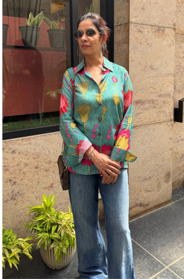 Desi Shirt-Green Lotus Shirt