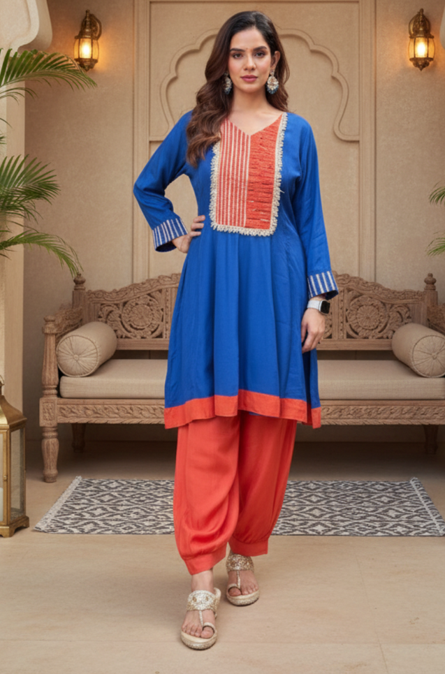 RASS-Blue and Rust Two Piece Set