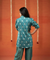 Festive Teal Green Shimmer Jumpsuit With Blazer Jacket