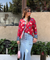 Jazba-Red Polka Bloom Printed  shirt