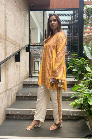 Poncho Style  Two Piece Yellow Set