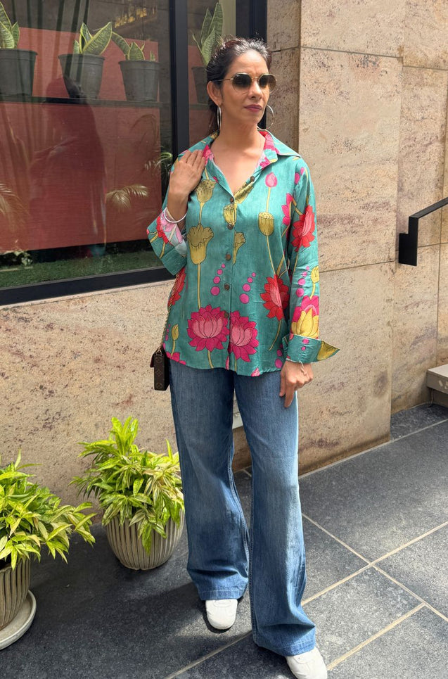Desi Shirt-Green Lotus Shirt