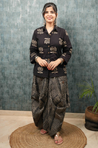Black Lotus  Printed  Turkey Skirt With Short  Shirt