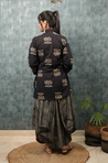 Black Lotus  Printed  Turkey Skirt With Short  Shirt