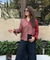 Jazba-Mocha Brown Lotus Dual Printed  Shirt