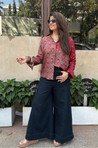 Jazba-Mocha Brown Lotus Dual Printed  Shirt