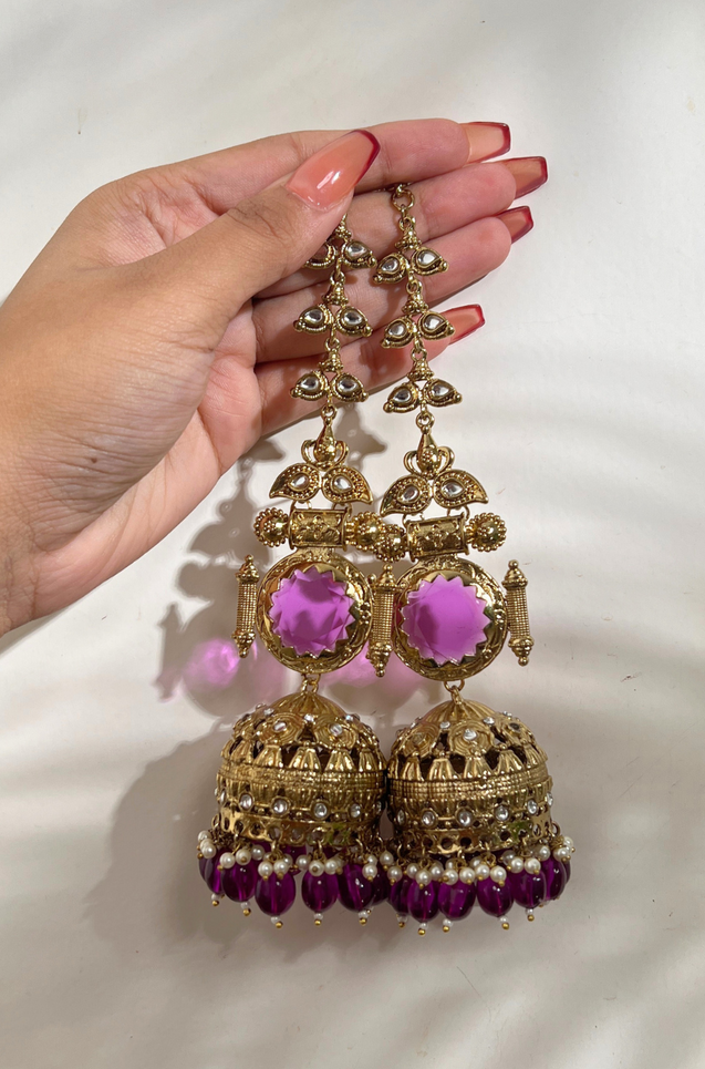 LAYLA Ethnic Purple Statement Earrings