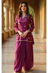 FITOOR-Plum Maroon Short Kurta with Turkey Skirt