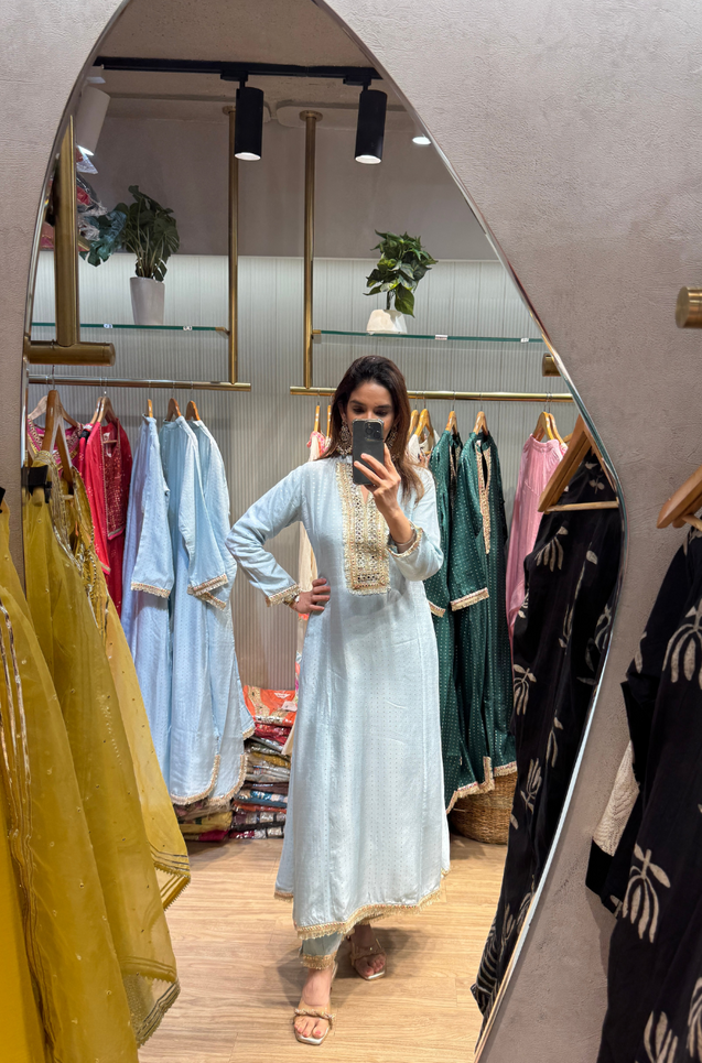 PHULJARI - Pastel Blue Two Piece Set