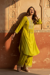 FITOOR-Lime Green Embroidered Kurta Set