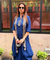 Rozana-Dark Blue Cotton Slub Elegant Fusion Drape  Dress(Pre-order)