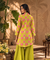 Festive  Lime Green Ikat Printed Short Kurta With Cowl Pant(Pre-order)