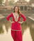 NAZM- Berry Red Drape Skirt With Short Kurta