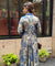 Rozana-Blue Cotton Elegant Fusion Drape Dress