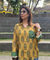 Jazba-  Ochre Yellow Leaf Pocket Printed  shirt