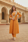 AFSUN -Mirror Embellished Mustard Ethnic Kurta set