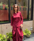 REZAAR- Maroon Drape Skirt Co-Ord Set with Shirt Top