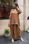 Mizaaj-Mocha Tunic style Top  with Dhoti Skirt Set(PRE-0RDER)
