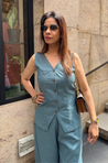 Rozana - Blue Waistcoat & Balloon Pants Co-Ord Set