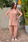 REZAAR-Mocha Blazer With Bustier and cuffed Pants