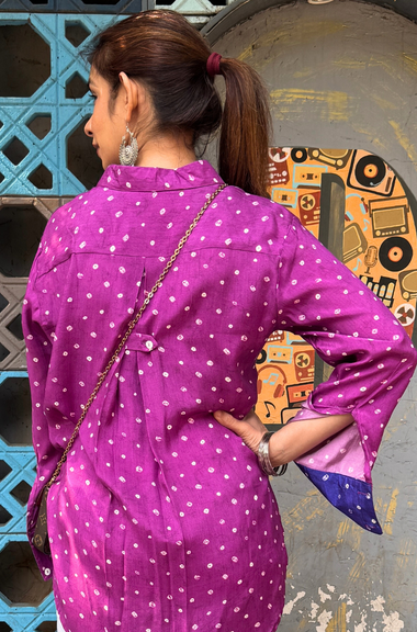 MAERI-Purple  Bandhani shirt