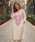 ZAIB -White and Pink Aari Embroidered Three piece Set