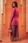 Festive Pink Patola Printed Farshi Salwar Set with Potli Bag(pre-order)