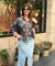 Jazba-Charcoal Grey floral Motif  Shirt
