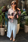 Jazba-Charcoal Grey floral Motif  Shirt