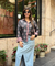 Jazba-Charcoal Grey floral Motif  Shirt