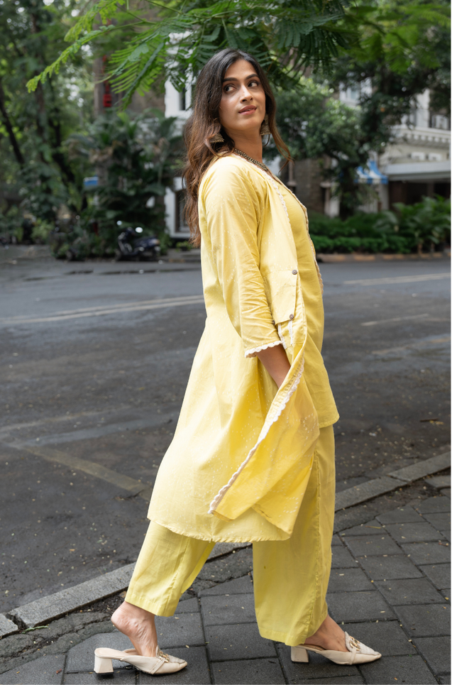 REZAAR-Lime Green Three  Piece Jacket Set