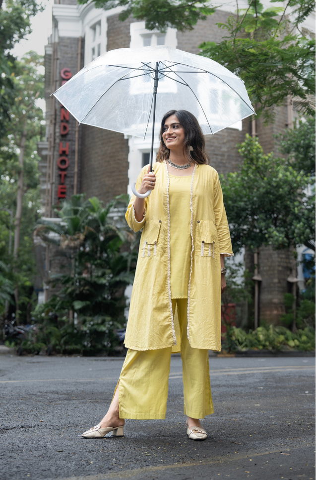 REZAAR-Lime Green Three  Piece Jacket Set