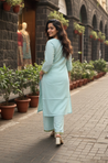 ZAIB-Powder Blue  Aari Embroidered Two piece Set