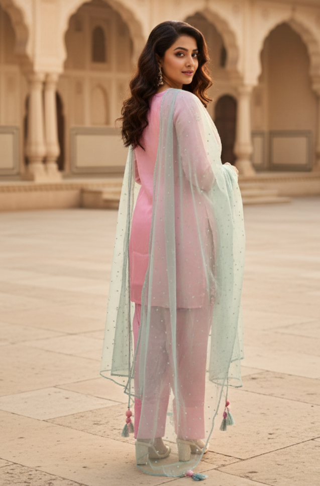 Blush  Pink Farshi Salwar with Dupatta